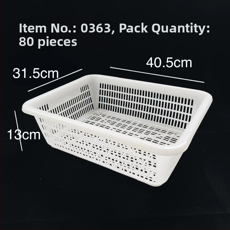 Műanyag tárolókosár négyzetes szitával és lefolyó funkcióval, modell 0361, PE anyag