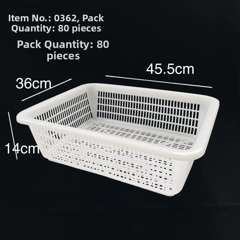 Műanyag tárolókosár négyzetes szitával és lefolyó funkcióval, modell 0361, PE anyag