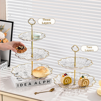 Plastikinė vaisių lėkštė su auksine kraštine, vandens bangų dizainas, šiaurietiško–Europos stilius