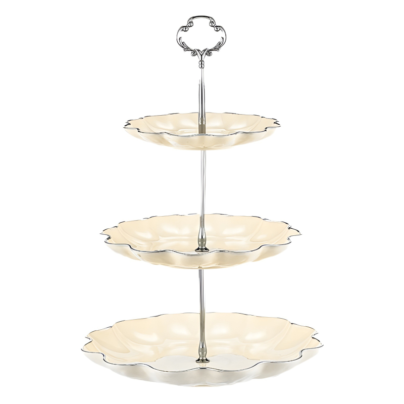 Plastikinė vaisių lėkštė su auksine kraštine, vandens bangų dizainas, šiaurietiško–Europos stilius