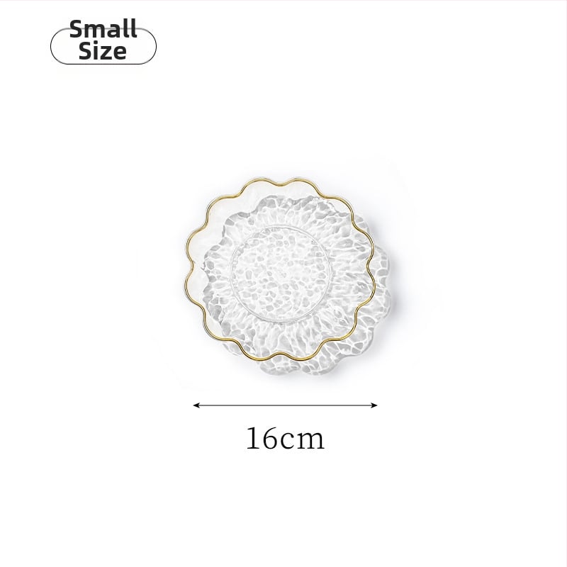 Plastikinė vaisių lėkštė su auksine kraštine, vandens bangų dizainas, šiaurietiško–Europos stilius