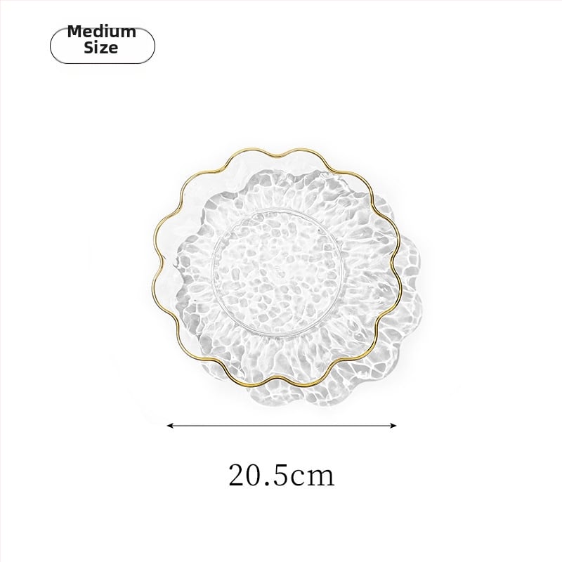 Plastikinė vaisių lėkštė su auksine kraštine, vandens bangų dizainas, šiaurietiško–Europos stilius