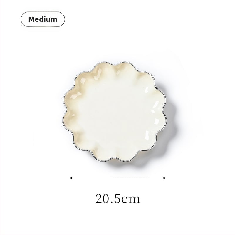 Plastikinė vaisių lėkštė su auksine kraštine, vandens bangų dizainas, šiaurietiško–Europos stilius