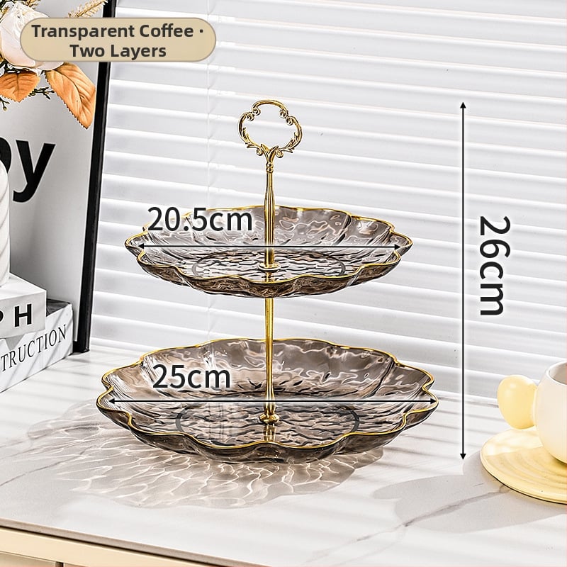 Plastikinė vaisių lėkštė su auksine kraštine, vandens bangų dizainas, šiaurietiško–Europos stilius