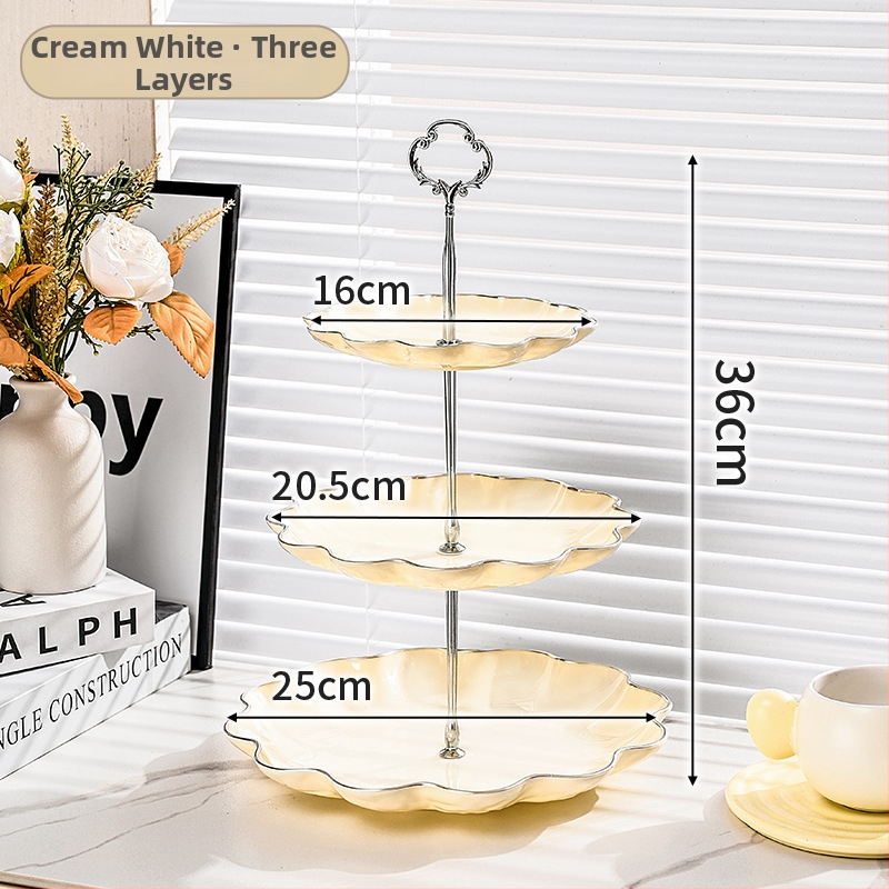 Plastikinė vaisių lėkštė su auksine kraštine, vandens bangų dizainas, šiaurietiško–Europos stilius