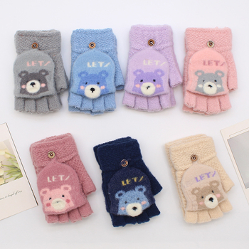 Vaikų žieminės pirštinės – mielas karikatūrų stilius, unisex, Jacquard mezgimas, medžiaga Cady, amžius 3–8 metų, išlaiko šilumą
