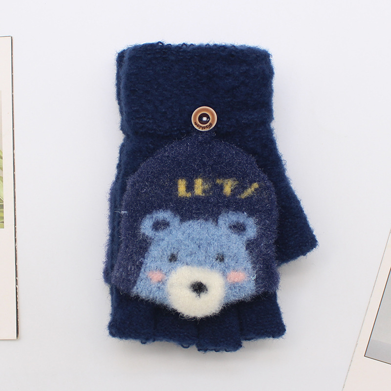 Vaikų žieminės pirštinės – mielas karikatūrų stilius, unisex, Jacquard mezgimas, medžiaga Cady, amžius 3–8 metų, išlaiko šilumą