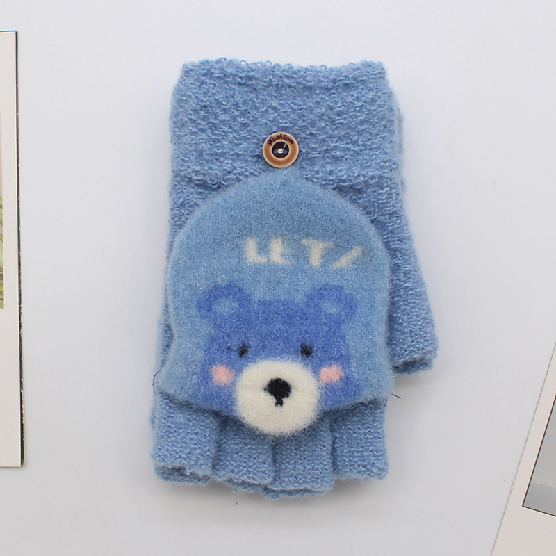 Vaikų žieminės pirštinės – mielas karikatūrų stilius, unisex, Jacquard mezgimas, medžiaga Cady, amžius 3–8 metų, išlaiko šilumą