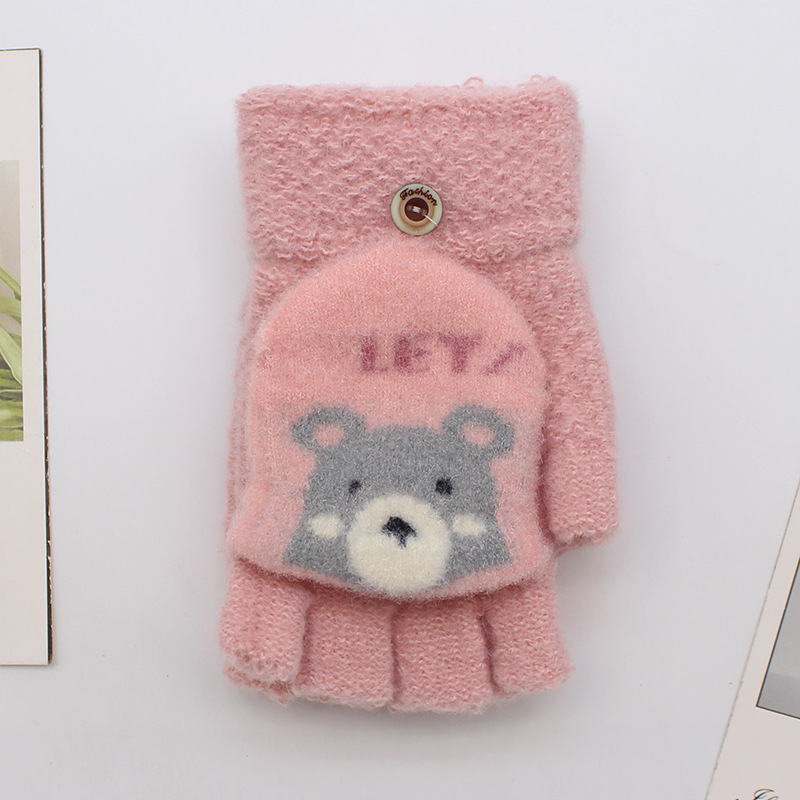 Vaikų žieminės pirštinės – mielas karikatūrų stilius, unisex, Jacquard mezgimas, medžiaga Cady, amžius 3–8 metų, išlaiko šilumą