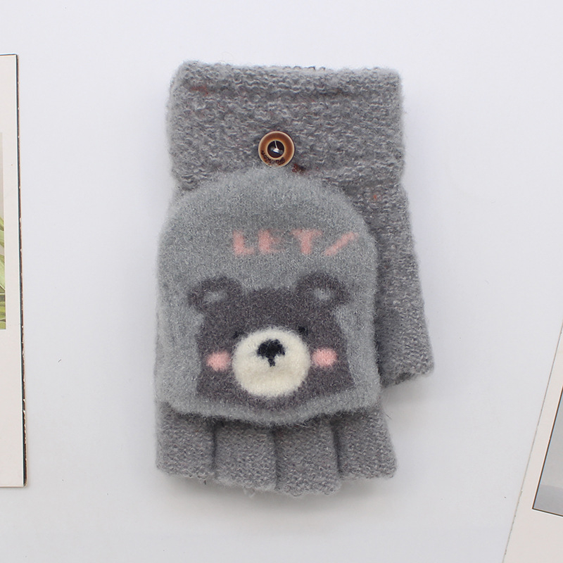 Vaikų žieminės pirštinės – mielas karikatūrų stilius, unisex, Jacquard mezgimas, medžiaga Cady, amžius 3–8 metų, išlaiko šilumą