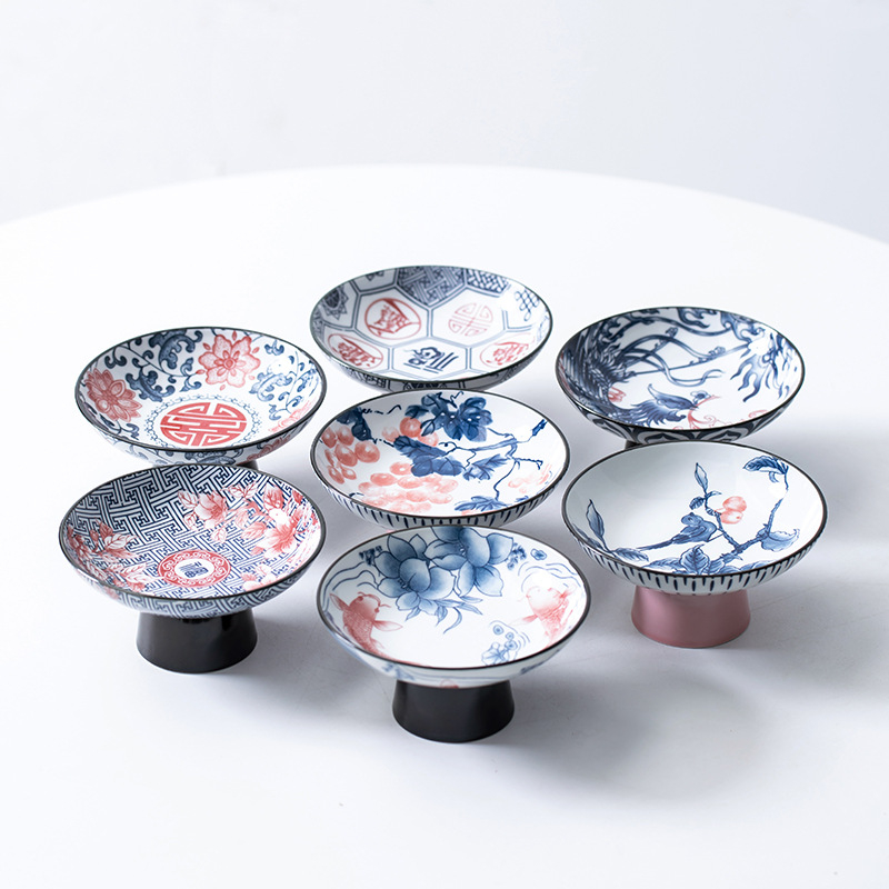 Porcelininė vaisių lėkštė su kojelėmis, retro stilius, pirmosios klasės kokybė