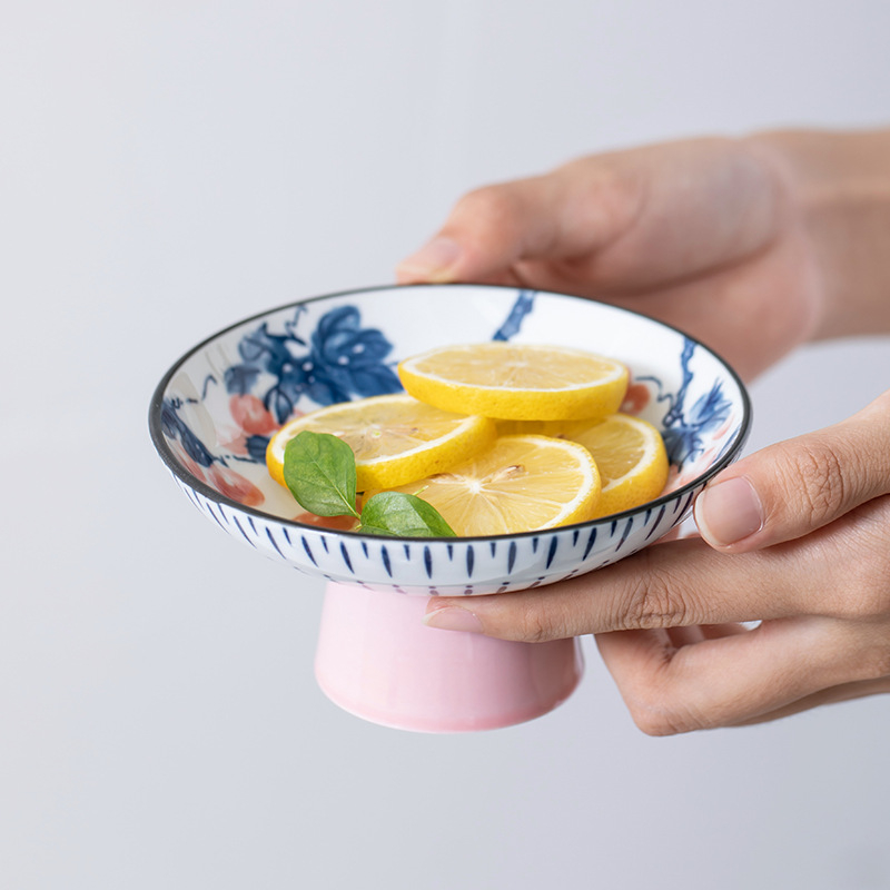 Porcelininė vaisių lėkštė su kojelėmis, retro stilius, pirmosios klasės kokybė