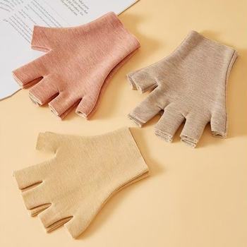 Paššildančios velūro puspirštinės unisex, šiltos mezginiai, su jutikliniu ekranu penkiems pirštams, vieno tono modelis, žiema-pavasaris-ruduo