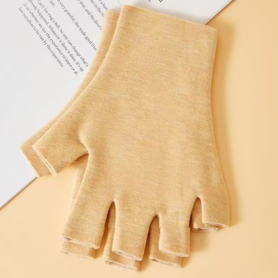 Paššildančios velūro puspirštinės unisex, šiltos mezginiai, su jutikliniu ekranu penkiems pirštams, vieno tono modelis, žiema-pavasaris-ruduo