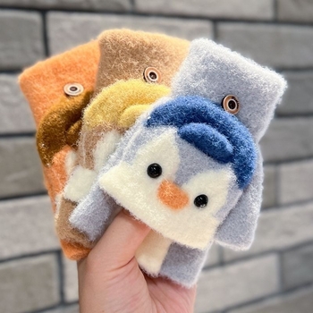 Vaikų pusę piršto pirštinės, megztos, unisex, animacinių personažų raštas, Jacquard mezginys, išlaiko šilumą, amžius 3–12 metų, ruduo 2024