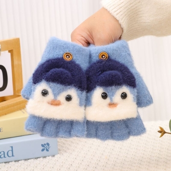 Vaikų pusę piršto pirštinės, megztos, unisex, animacinių personažų raštas, Jacquard mezginys, išlaiko šilumą, amžius 3–12 metų, ruduo 2024