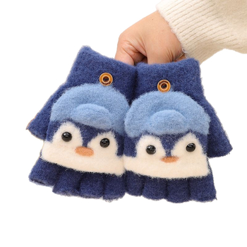 Vaikų pusę piršto pirštinės, megztos, unisex, animacinių personažų raštas, Jacquard mezginys, išlaiko šilumą, amžius 3–12 metų, ruduo 2024