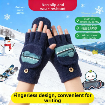 Vaikų pirštinės su flisiniu pamušalu, šiltos, vėjui ir vandeniui atsparios, rašymui ir dviračių važiavimui, unisex, 3–12 metų amžiaus