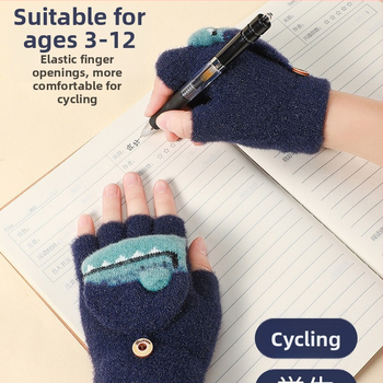 Vaikų pirštinės su flisiniu pamušalu, šiltos, vėjui ir vandeniui atsparios, rašymui ir dviračių važiavimui, unisex, 3–12 metų amžiaus