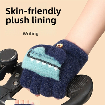 Vaikų pirštinės su flisiniu pamušalu, šiltos, vėjui ir vandeniui atsparios, rašymui ir dviračių važiavimui, unisex, 3–12 metų amžiaus