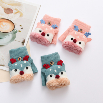 Vaikų pirštinės su elnio motyvu ir fliso įdėklu, žiemiškai šiltos 4–8 metų vaikams