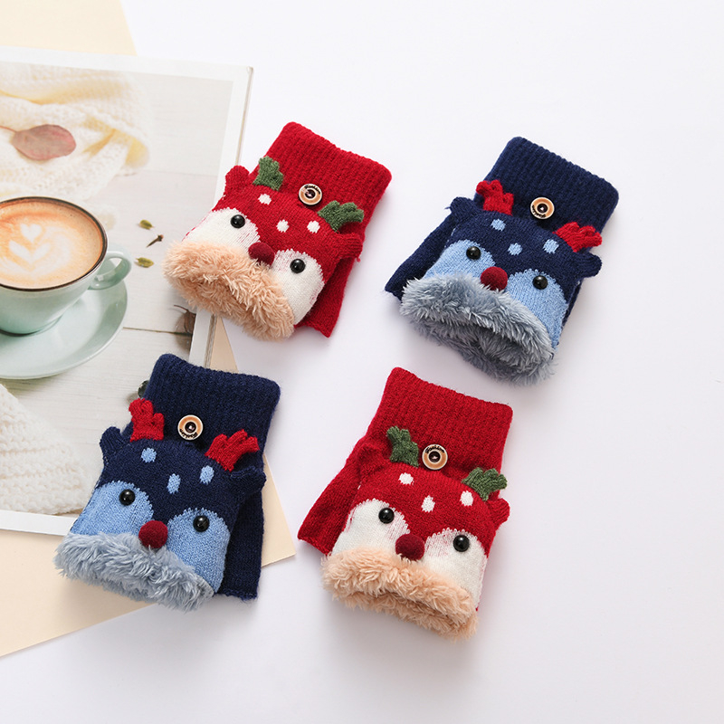 Vaikų pirštinės su elnio motyvu ir fliso įdėklu, žiemiškai šiltos 4–8 metų vaikams