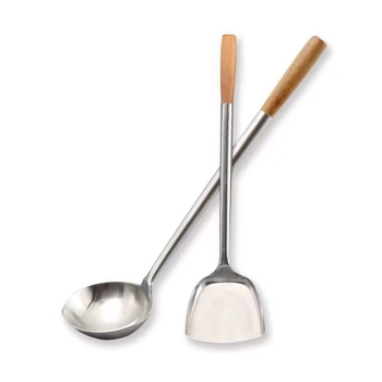 Decai nerūsējošā tērauda cepšanas lāpstiņa ar koka rokturi, pretapdeguma funkcija, mūsdienīgs minimālisks stils