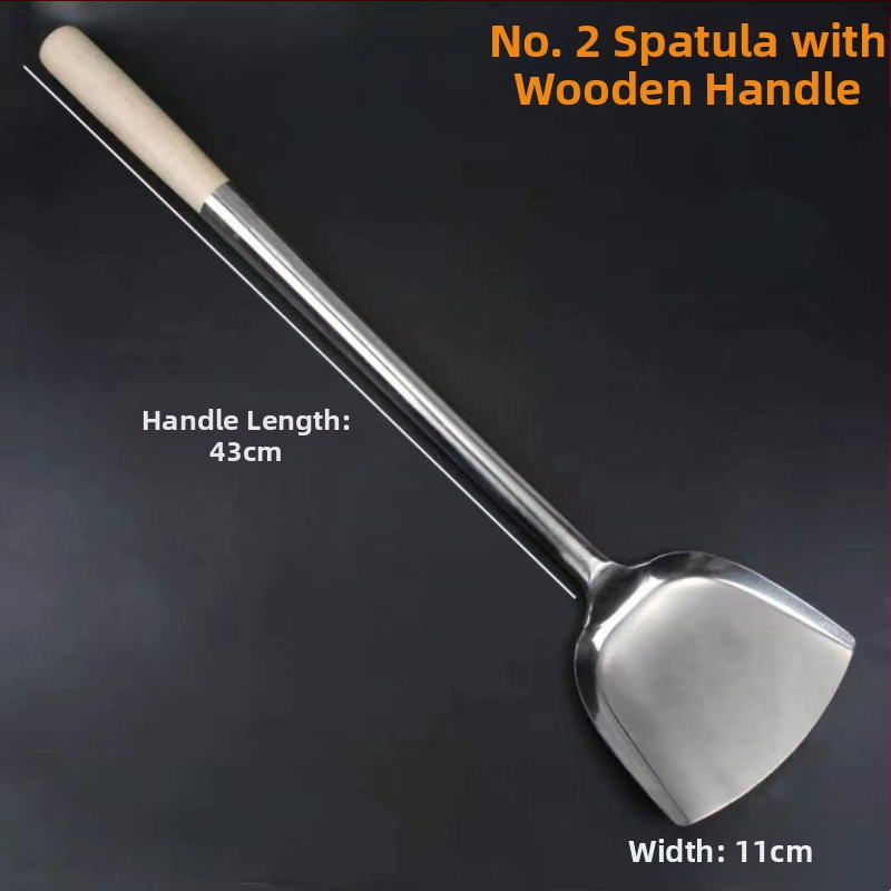 Decai nerūsējošā tērauda cepšanas lāpstiņa ar koka rokturi, pretapdeguma funkcija, mūsdienīgs minimālisks stils