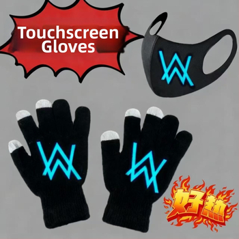 Vaikų dalinės pirštinės megztos su karikatūriniu piešiniu, šviesos efektu, išlaiko šilumą rudenį-žiemoje, tinka 13 metų amžiaus vaikams