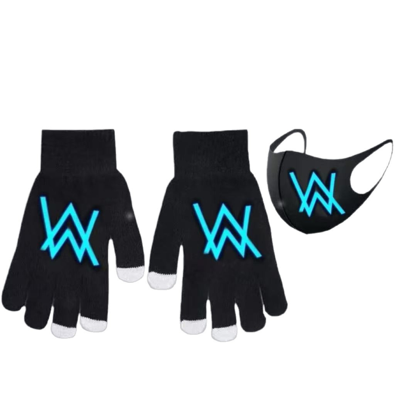 Vaikų dalinės pirštinės megztos su karikatūriniu piešiniu, šviesos efektu, išlaiko šilumą rudenį-žiemoje, tinka 13 metų amžiaus vaikams