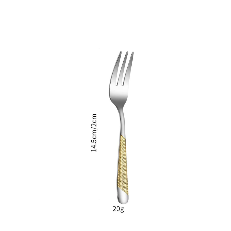 Set tacâmuri pentru friptură: cuțit, furculiță, linguriță – oțel inoxidabil 410, lucrat manual, stil modern minimalist