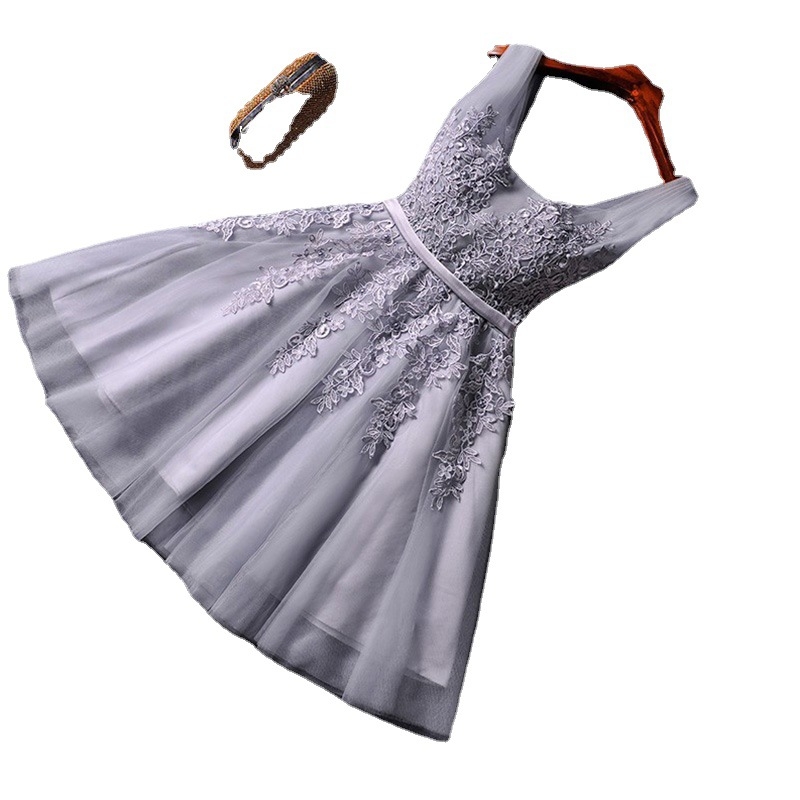 Večernja haljina bez rukava, sling stil, kratka silueta, struk na srednjoj visini, 70-80% poliester mješavina