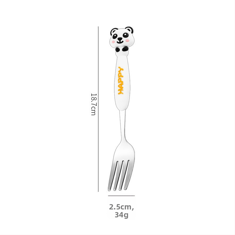 Set tacâmuri pentru copii din oțel inoxidabil 304, cu animale în desene animate – furculițe și lingurițe, portabil pentru exterior