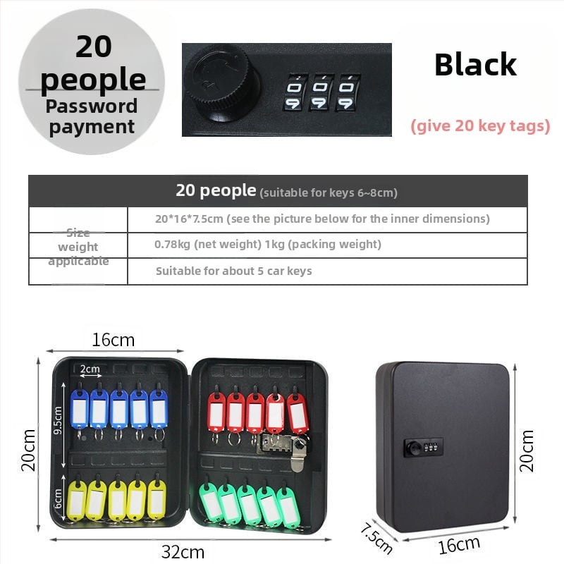 Стенно монтиран шкаф за ключове с парола – Модел 1, домашно ползване, съхранение на автомобилни ключове, стил модерна простота