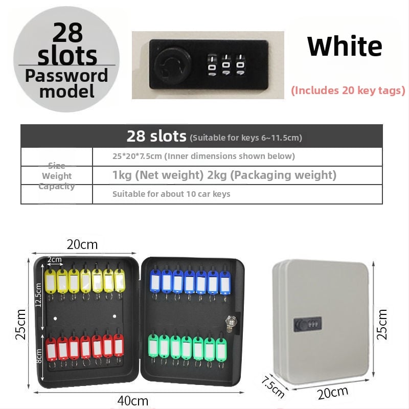 Стенно монтиран шкаф за ключове с парола – Модел 1, домашно ползване, съхранение на автомобилни ключове, стил модерна простота