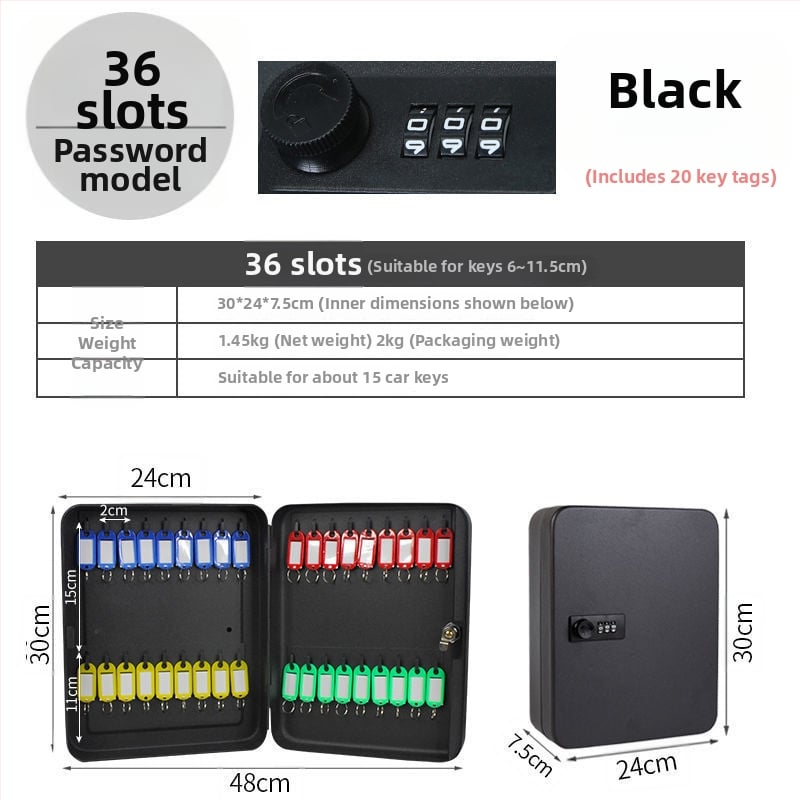 Стенно монтиран шкаф за ключове с парола – Модел 1, домашно ползване, съхранение на автомобилни ключове, стил модерна простота