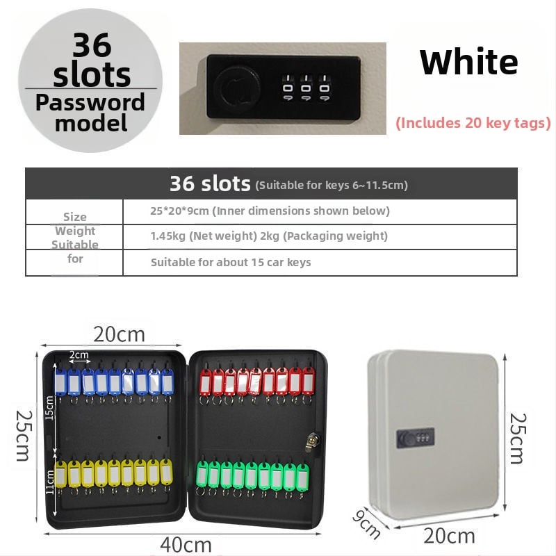Стенно монтиран шкаф за ключове с парола – Модел 1, домашно ползване, съхранение на автомобилни ключове, стил модерна простота
