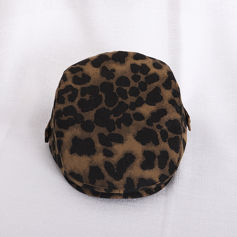 Mergaitėms leopardų atspalvių beretė, 100% medvilnė, kupolo forma, trumpas kraštelis, pavasaris–ruduo, Hi Sylvia
