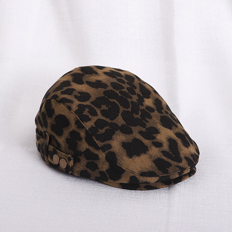 Mergaitėms leopardų atspalvių beretė, 100% medvilnė, kupolo forma, trumpas kraštelis, pavasaris–ruduo, Hi Sylvia
