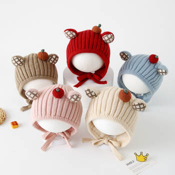 Žieminė vilnonė kepurė su vėjo atsparia ausų apsauga, kupolinė forma, kraštas su išlenktu krašteliu, universali šilta kepurė kūdikiams 0–2 metų