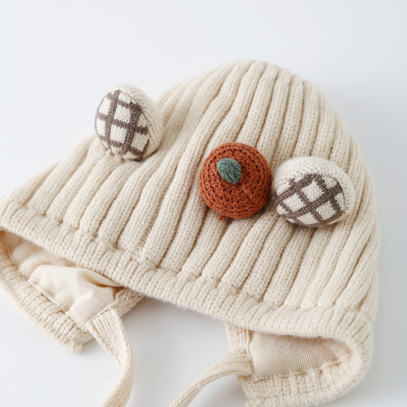 Žieminė vilnonė kepurė su vėjo atsparia ausų apsauga, kupolinė forma, kraštas su išlenktu krašteliu, universali šilta kepurė kūdikiams 0–2 metų