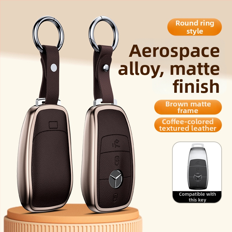 Carcasă pentru cheie Mercedes-Benz, aliaj de aluminiu, stil business, personalizabil; compatibilă cu cheile C200L/C260L, S400L/S450L, E300L.