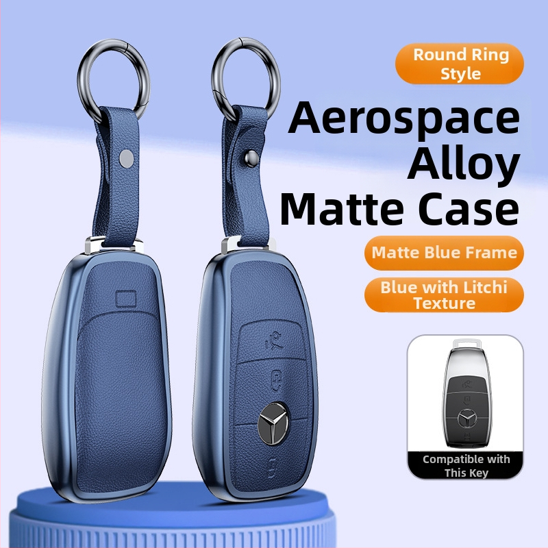 Carcasă pentru cheie Mercedes-Benz, aliaj de aluminiu, stil business, personalizabil; compatibilă cu cheile C200L/C260L, S400L/S450L, E300L.