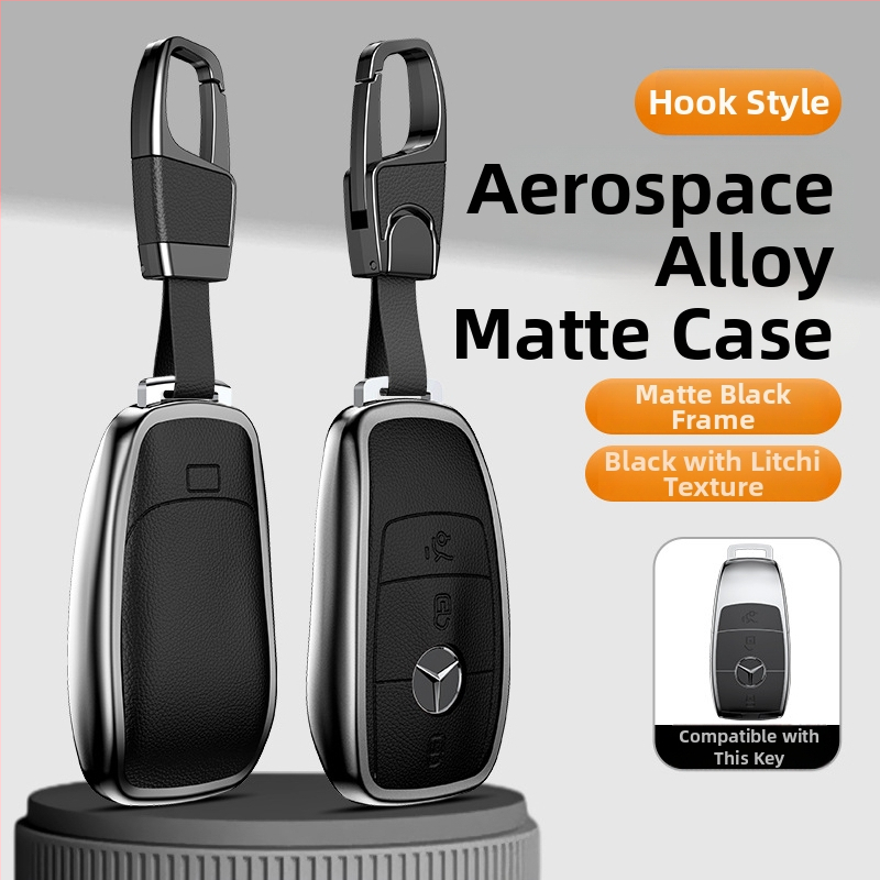 Carcasă pentru cheie Mercedes-Benz, aliaj de aluminiu, stil business, personalizabil; compatibilă cu cheile C200L/C260L, S400L/S450L, E300L.