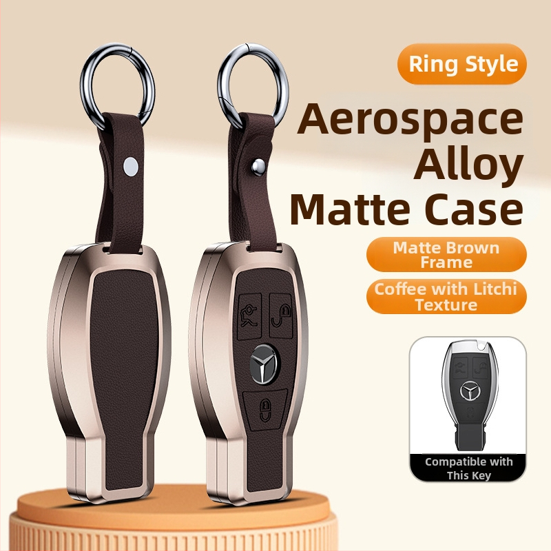 Carcasă pentru cheie Mercedes-Benz, aliaj de aluminiu, stil business, personalizabil; compatibilă cu cheile C200L/C260L, S400L/S450L, E300L.