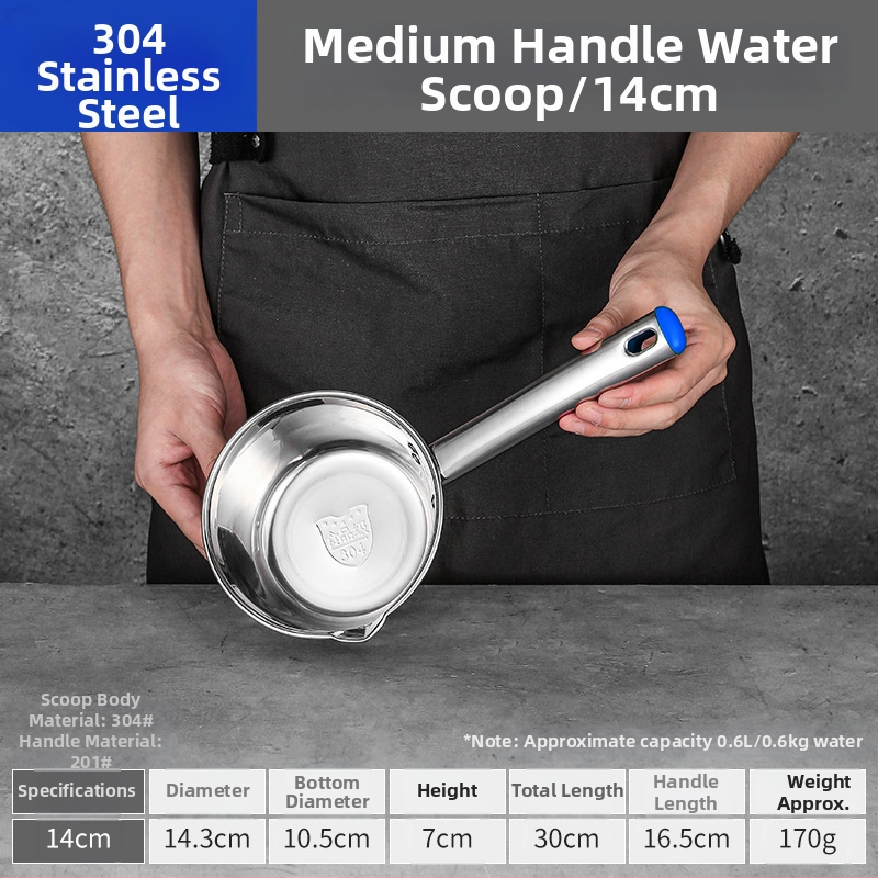 Lingură de supă din oțel inoxidabil 304, cu mâner lung și bol îngroșat, rezistentă la temperaturi înalte pentru bucătăriile comerciale