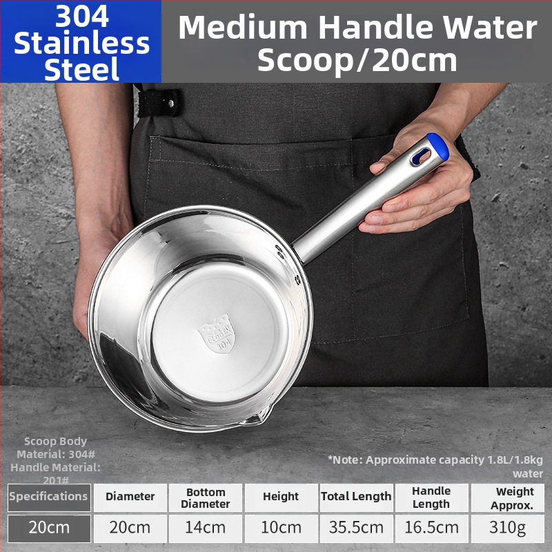 Lingură de supă din oțel inoxidabil 304, cu mâner lung și bol îngroșat, rezistentă la temperaturi înalte pentru bucătăriile comerciale