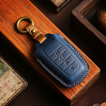 Tangsen husă cheie Toyota din piele de vită, stil retro, cu cataramă