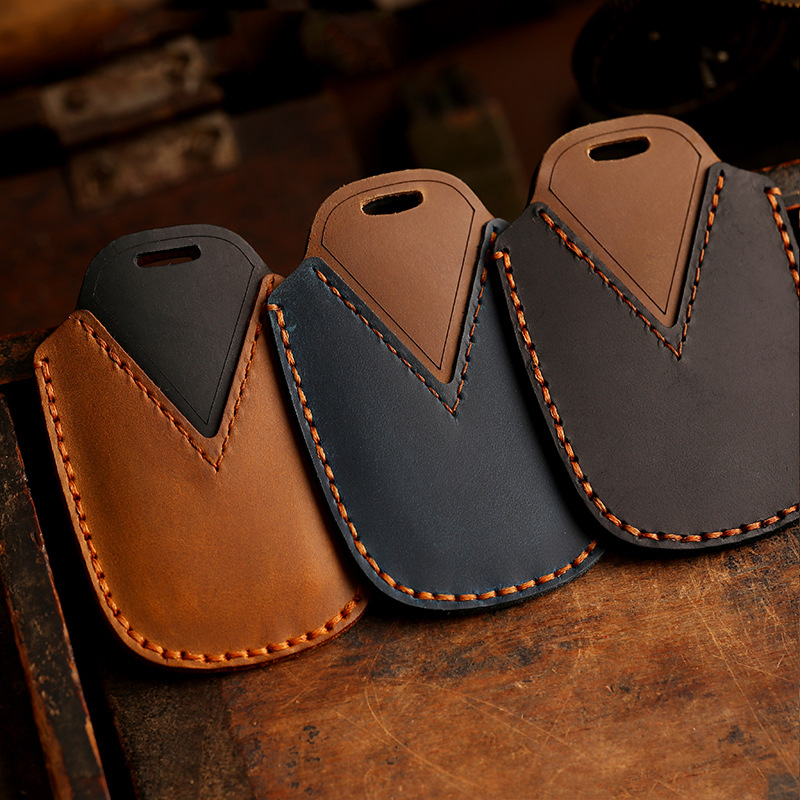 Tangsen husă cheie Toyota din piele de vită, stil retro, cu cataramă