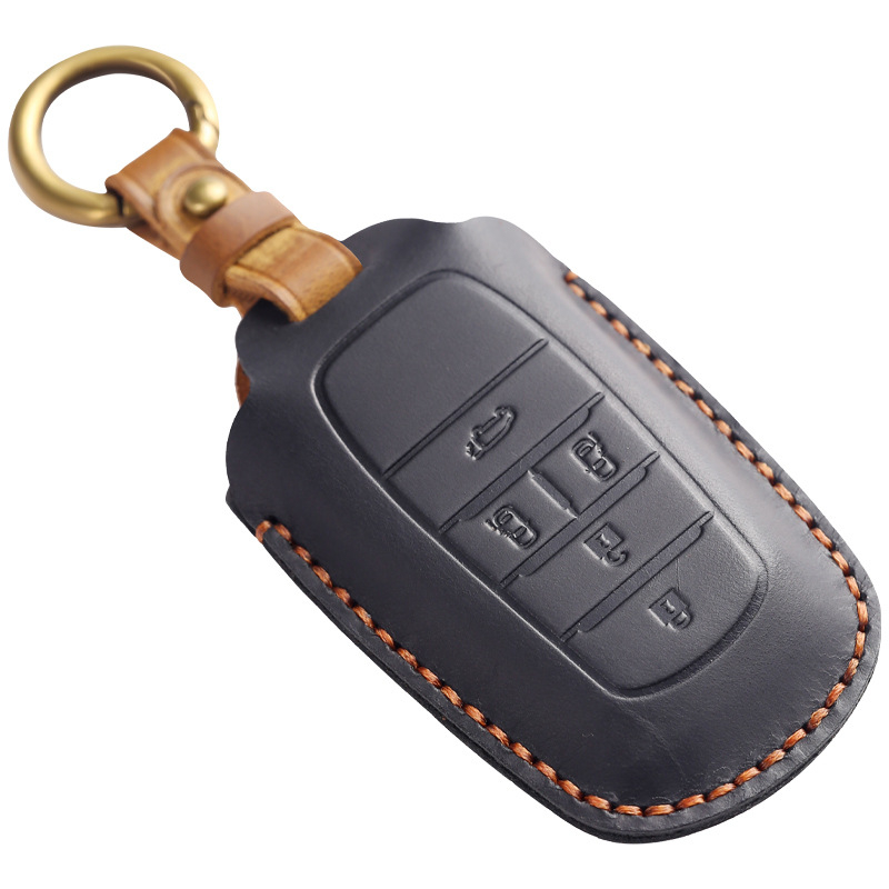 Tangsen husă cheie Toyota din piele de vită, stil retro, cu cataramă
